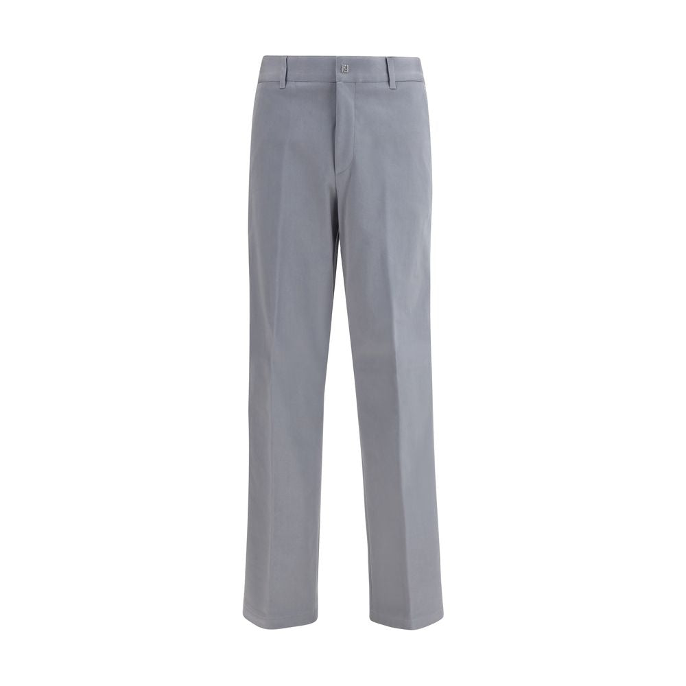 Pantaloni Casual Fendi in Cotone Grigio