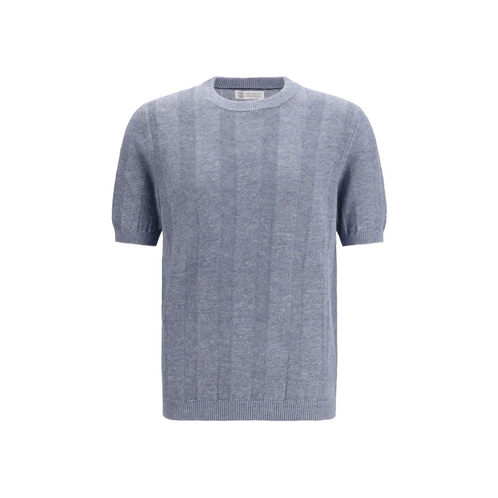 T-shirt Brunello Cucinelli en lin bleu