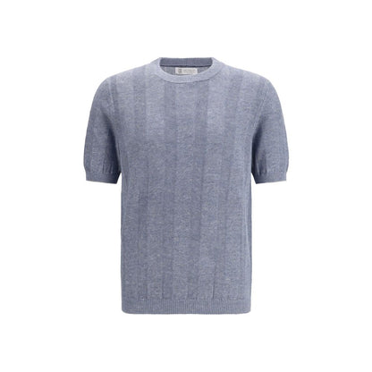 T-shirt Brunello Cucinelli en lin bleu