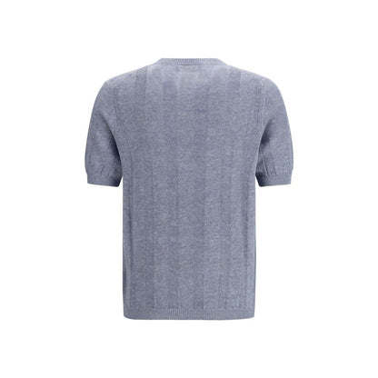 T-shirt Brunello Cucinelli en lin bleu