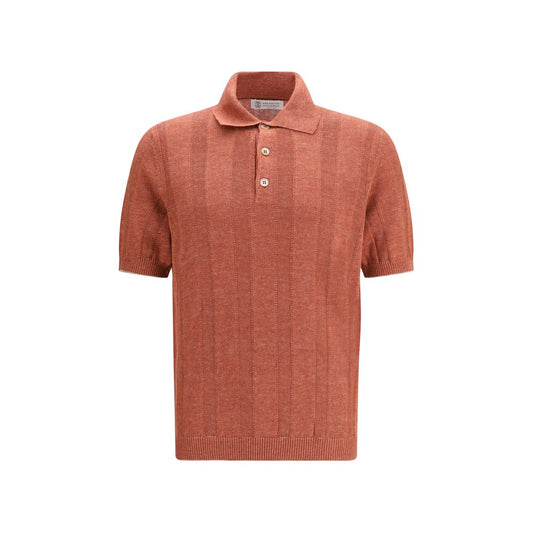 Camicia in denim arancione Brunello Cucinelli