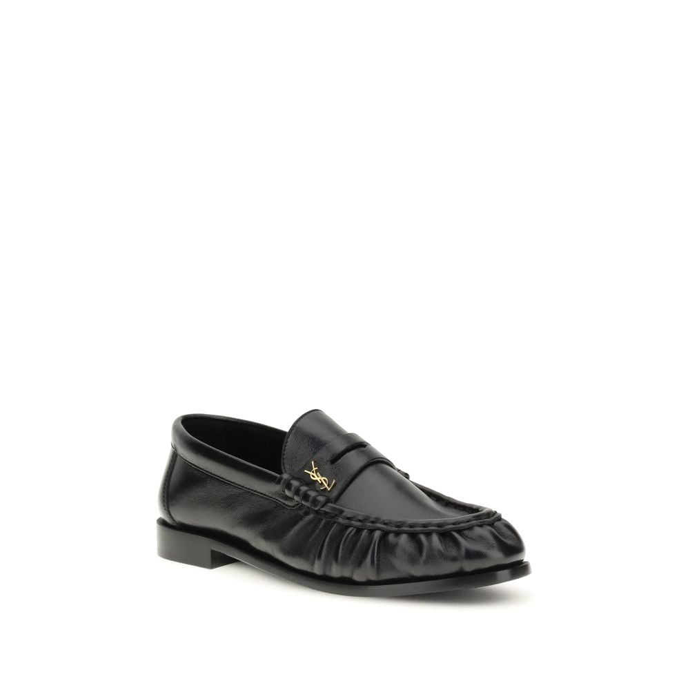 Mocassini slip-on Saint Laurent neri in pelle di agnello Ovis Aries Aries