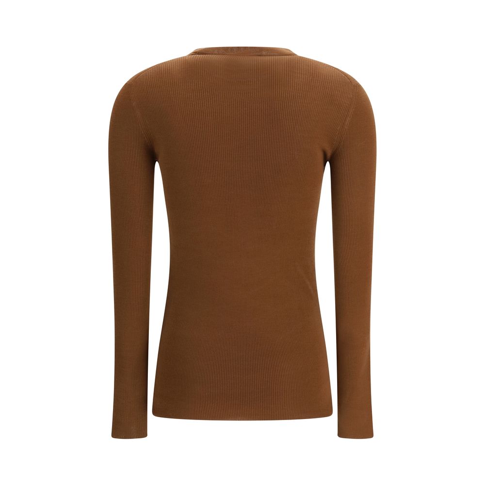 Cardigan in pile di lana marrone Prada