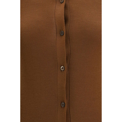 Cardigan in pile di lana marrone Prada