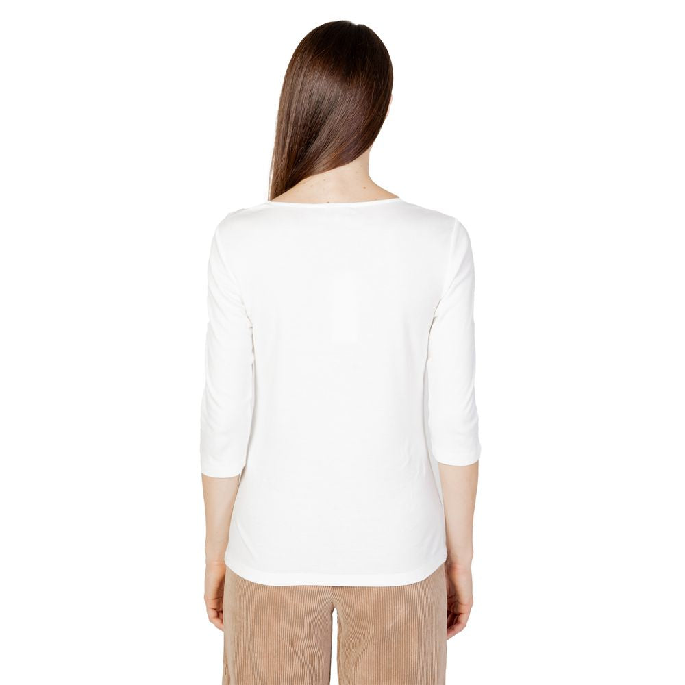 T-shirt maniche lunghe in cotone crema Street One