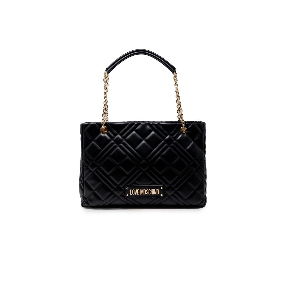 Borsa a mano nera in polietilene Love Moschino