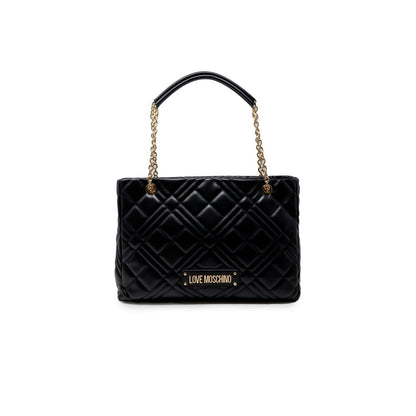 Borsa a mano nera in polietilene Love Moschino