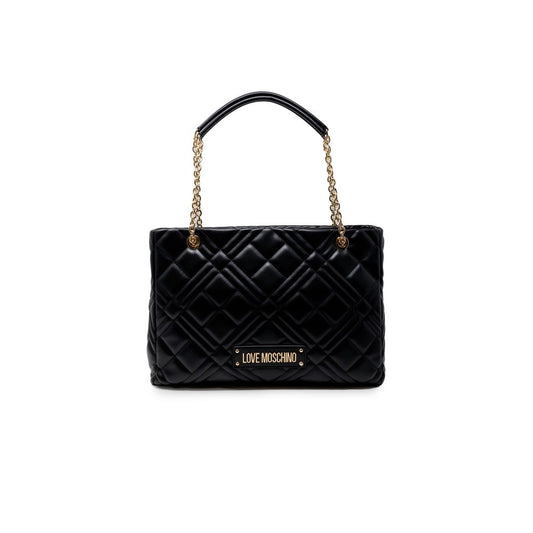 Borsa a mano nera in polietilene Love Moschino