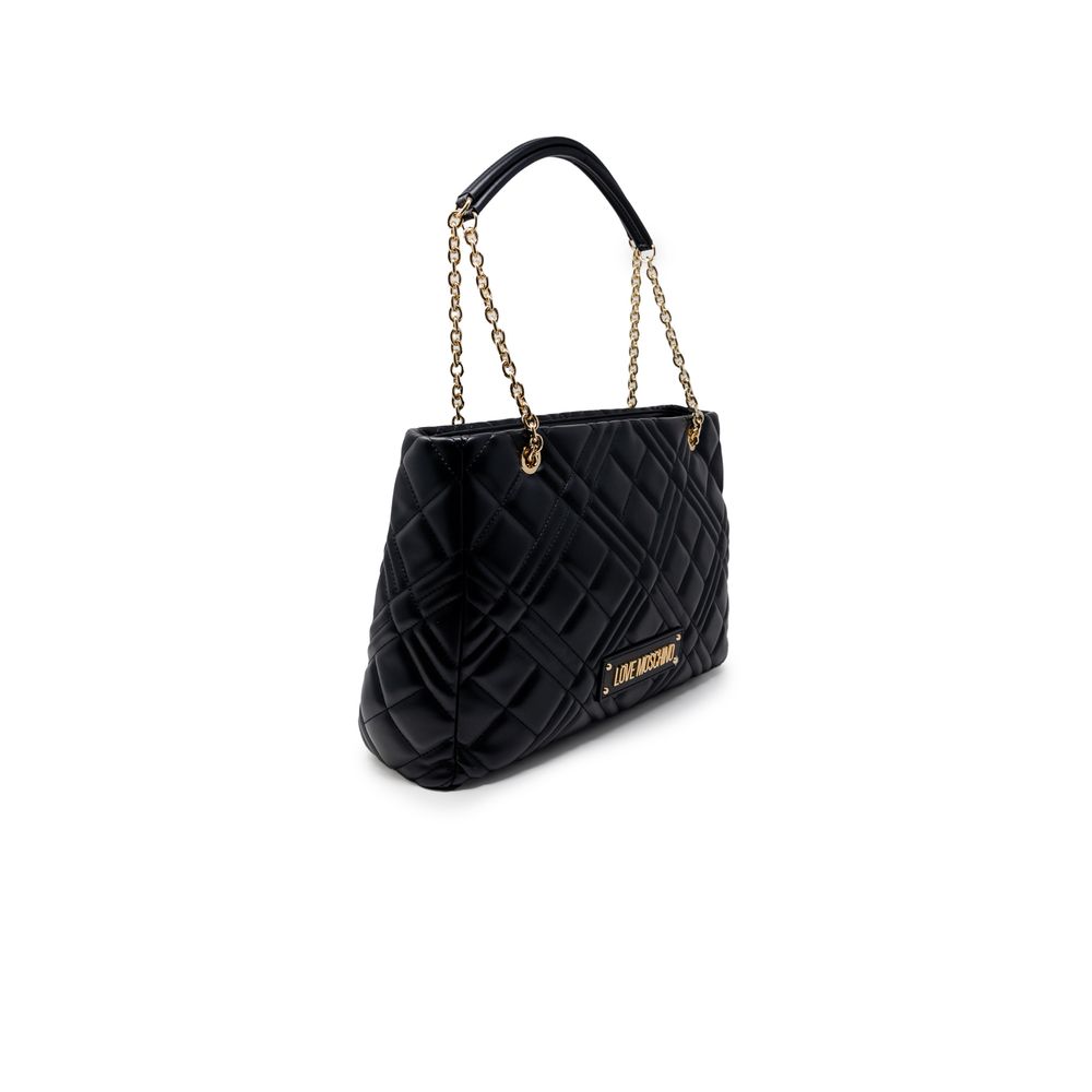Borsa a mano nera in polietilene Love Moschino