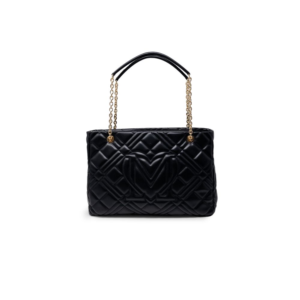 Borsa a mano nera in polietilene Love Moschino