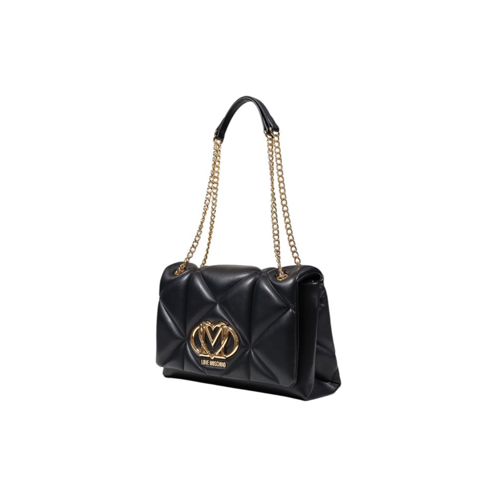 Borsa a mano nera in polietilene Love Moschino