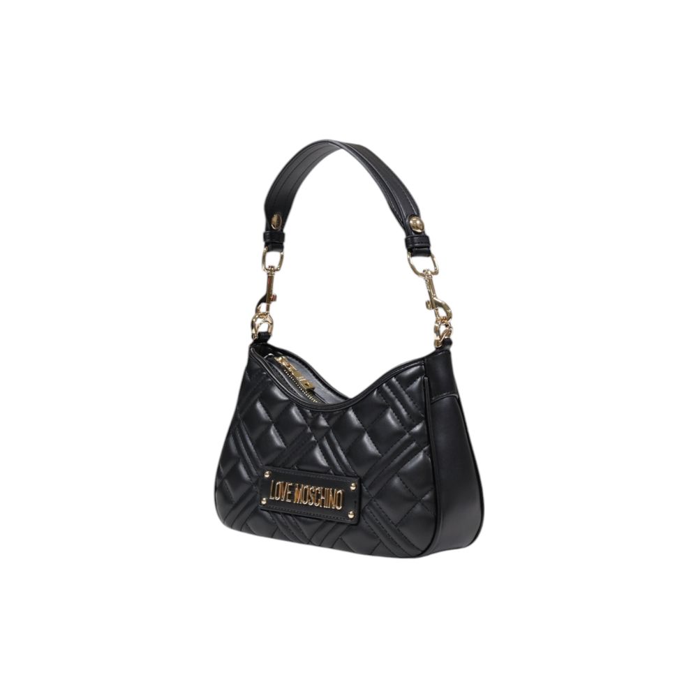 Borsa a mano nera in polietilene Love Moschino