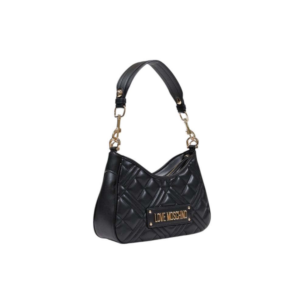 Borsa a mano nera in polietilene Love Moschino