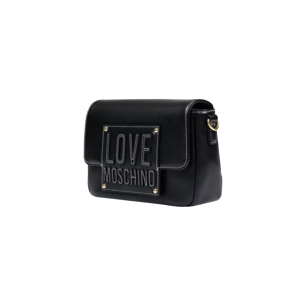 Borsa a mano nera in polietilene Love Moschino