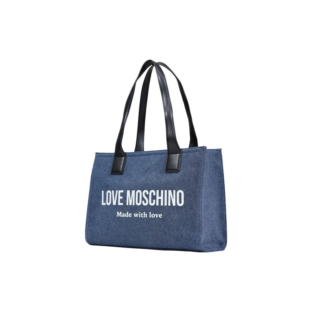 Borsa Love Moschino in cotone blu
