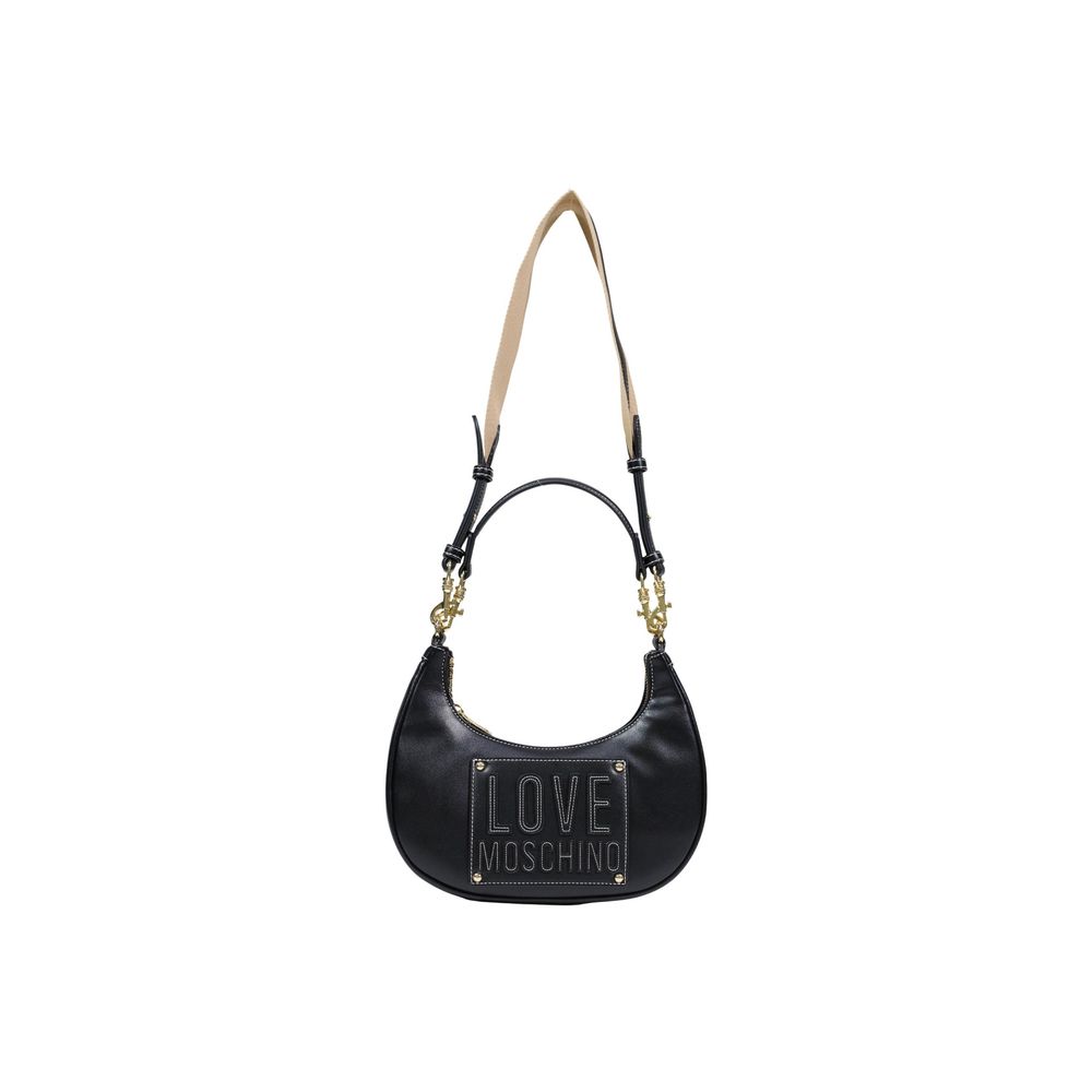 Borsa a mano nera in polietilene Love Moschino