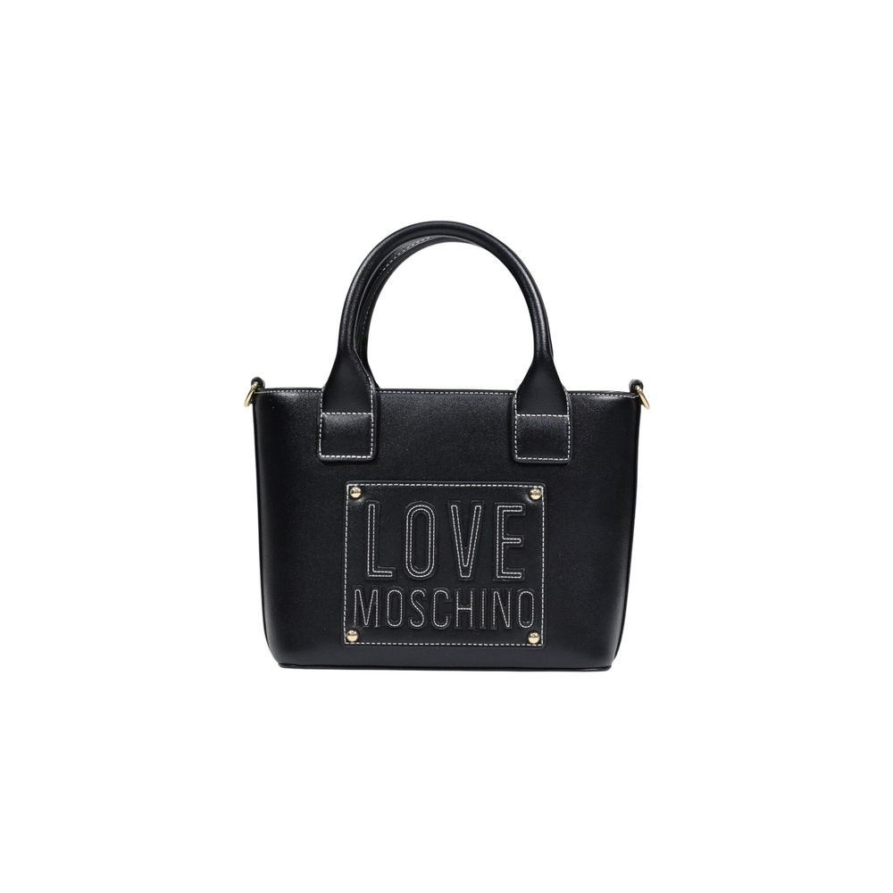 Borsa a mano nera in polietilene Love Moschino