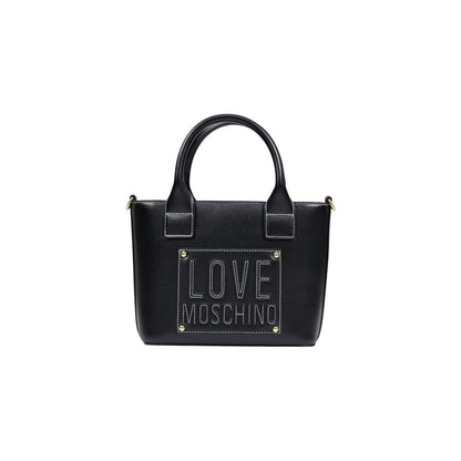 Borsa a mano nera in polietilene Love Moschino