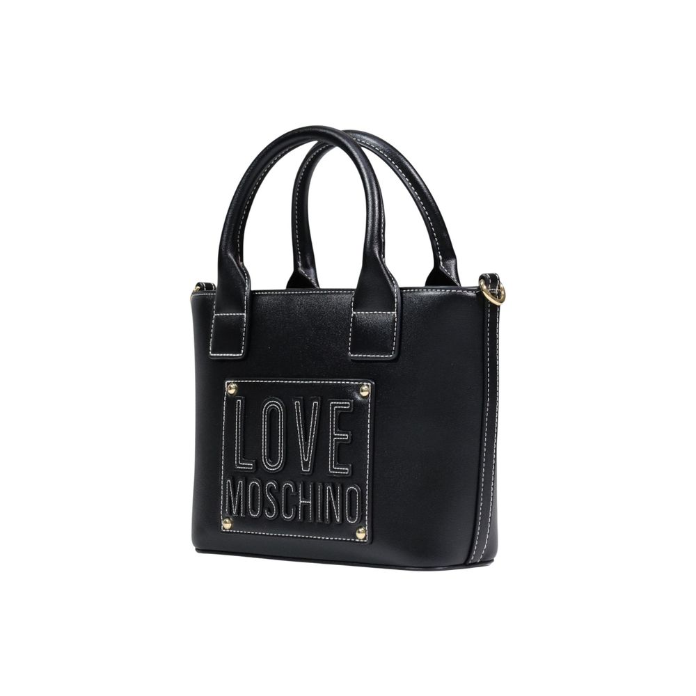 Borsa a mano nera in polietilene Love Moschino