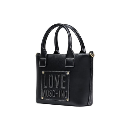 Borsa a mano nera in polietilene Love Moschino