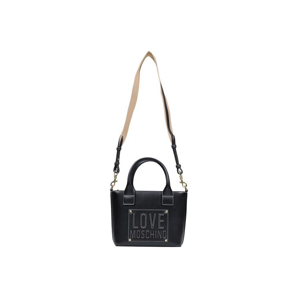 Borsa a mano nera in polietilene Love Moschino
