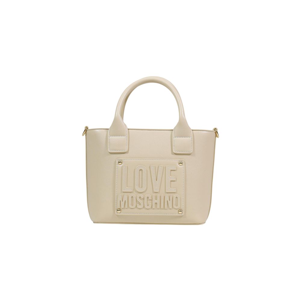 Borsa Love Moschino in polietilene color crema