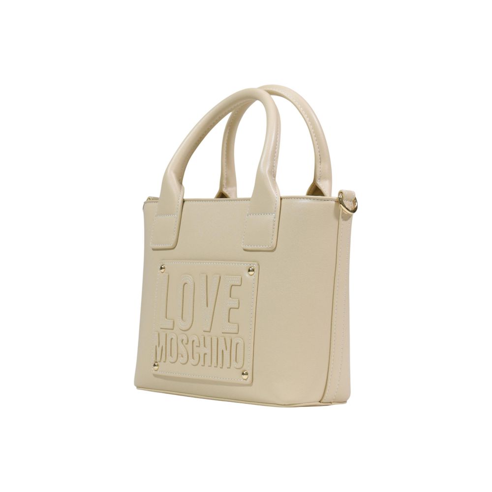 Borsa Love Moschino in polietilene color crema
