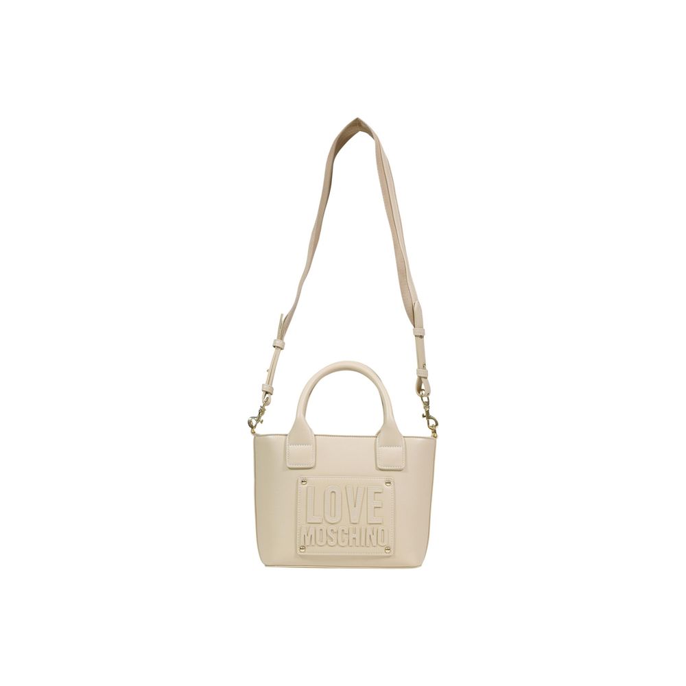 Borsa Love Moschino in polietilene color crema