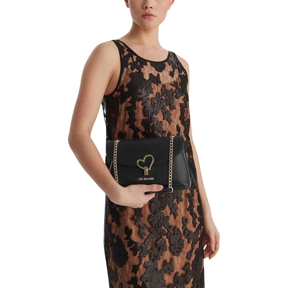 Borsa a mano nera in polietilene Love Moschino