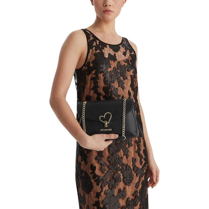 Borsa a mano nera in polietilene Love Moschino
