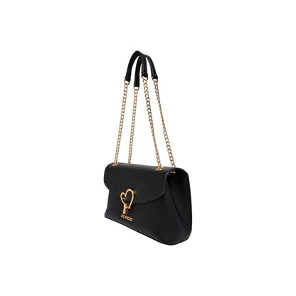 Borsa a mano nera in polietilene Love Moschino
