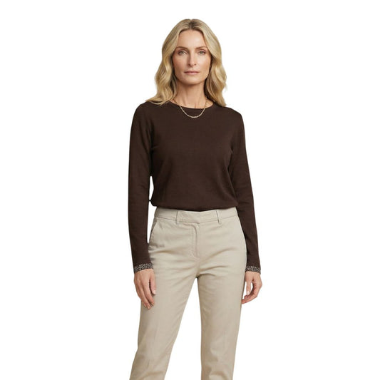 T-Shirt a maniche lunghe in cotone marrone Street One