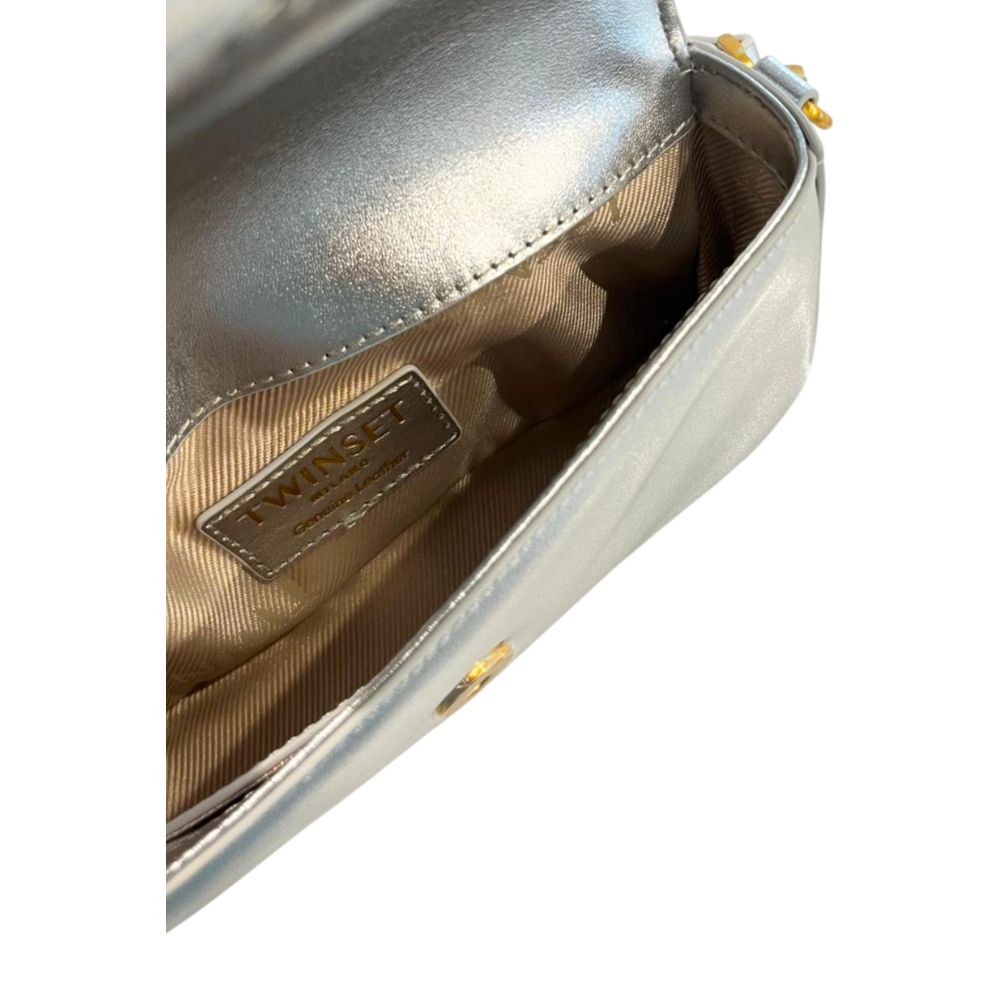 Sac bandoulière Twinset en similicuir argenté pour femme