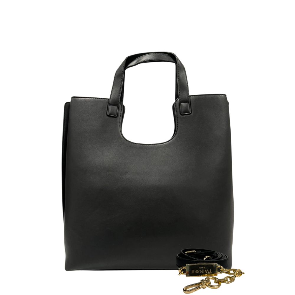 Borsa a spalla Twinset da donna in PU nero