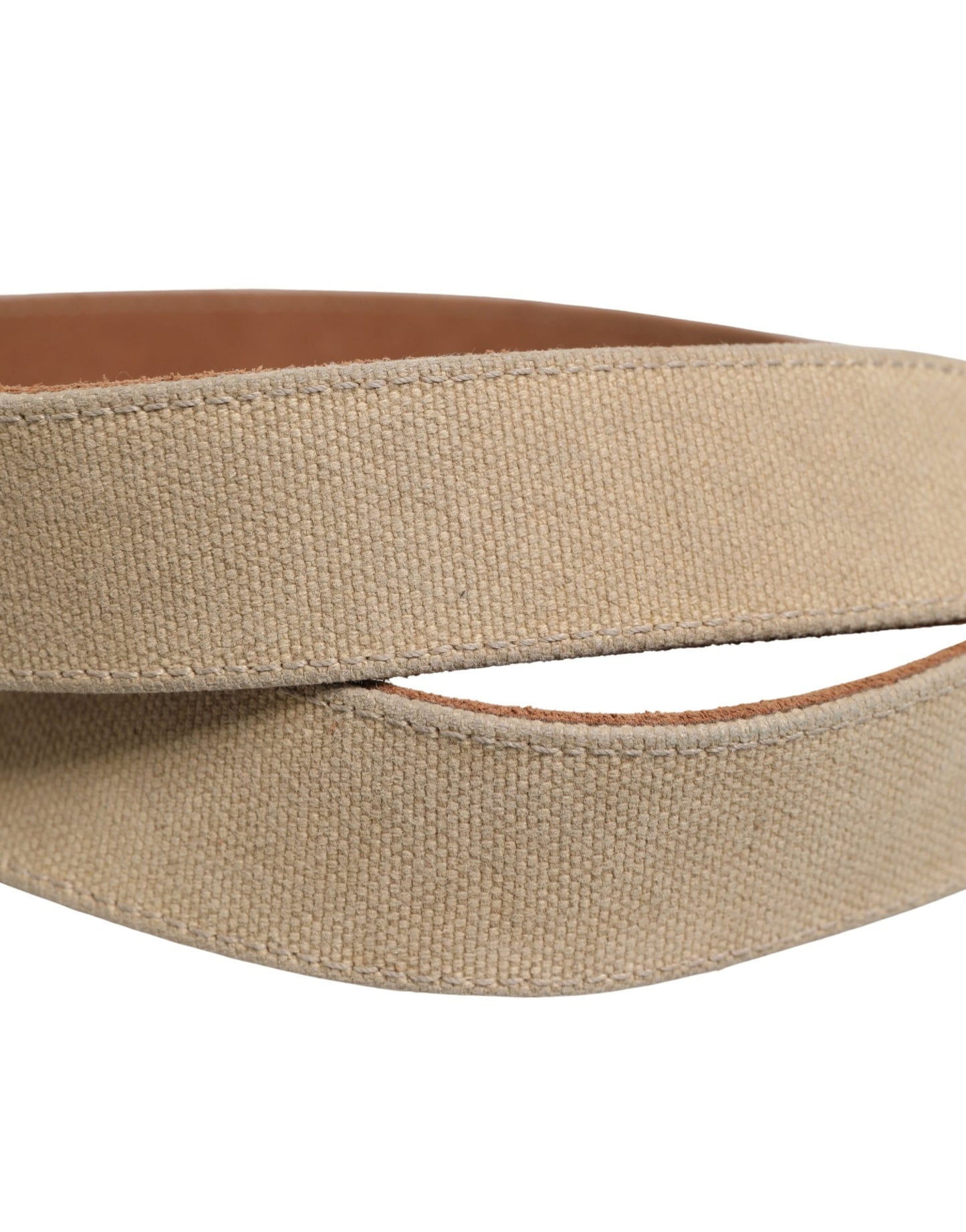 Ceinture GF Ferre homme toile beige boucle métal argenté