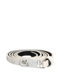 Cintura Costume National in pelle bianca con borchie