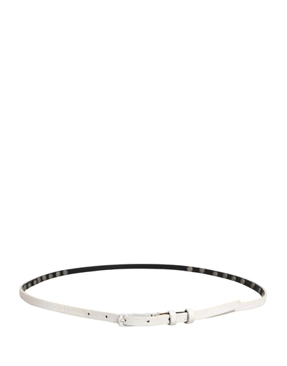 Cintura Costume National in pelle bianca con borchie