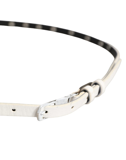 Cintura Costume National in pelle bianca con borchie