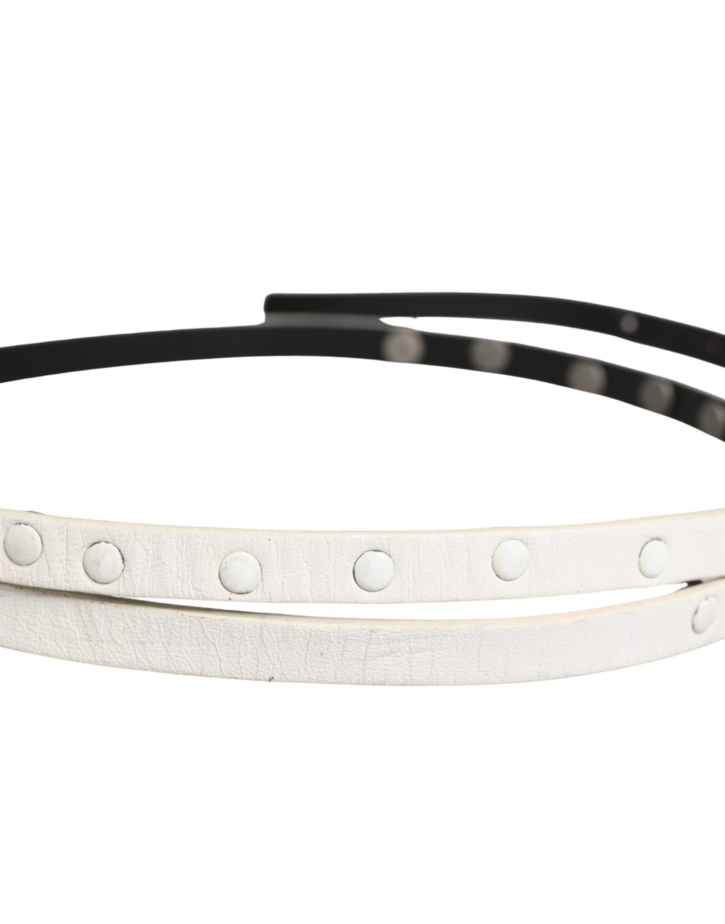 Cintura Costume National in pelle bianca con borchie