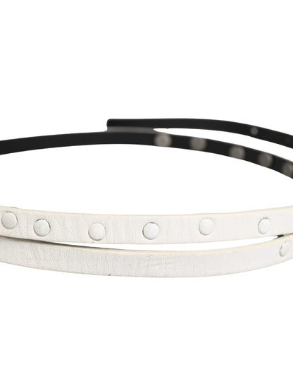 Cintura Costume National in pelle bianca con borchie