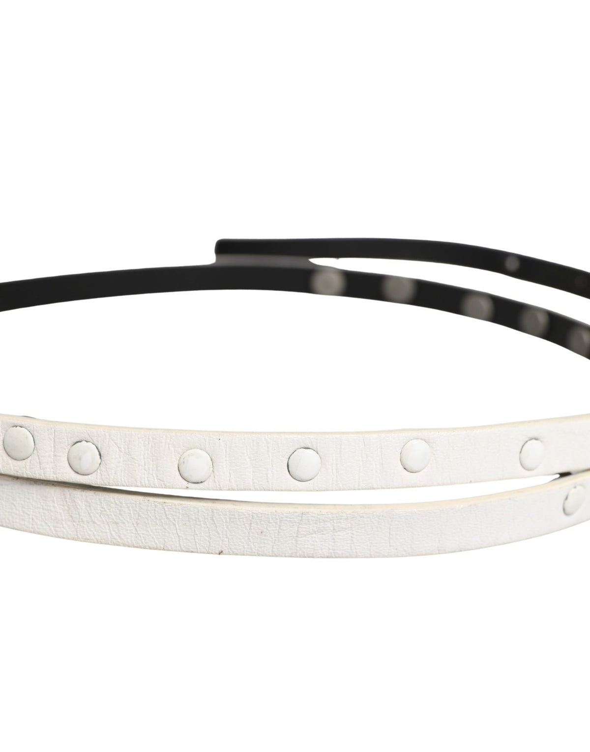 Cintura Costume National in pelle bianca con borchie