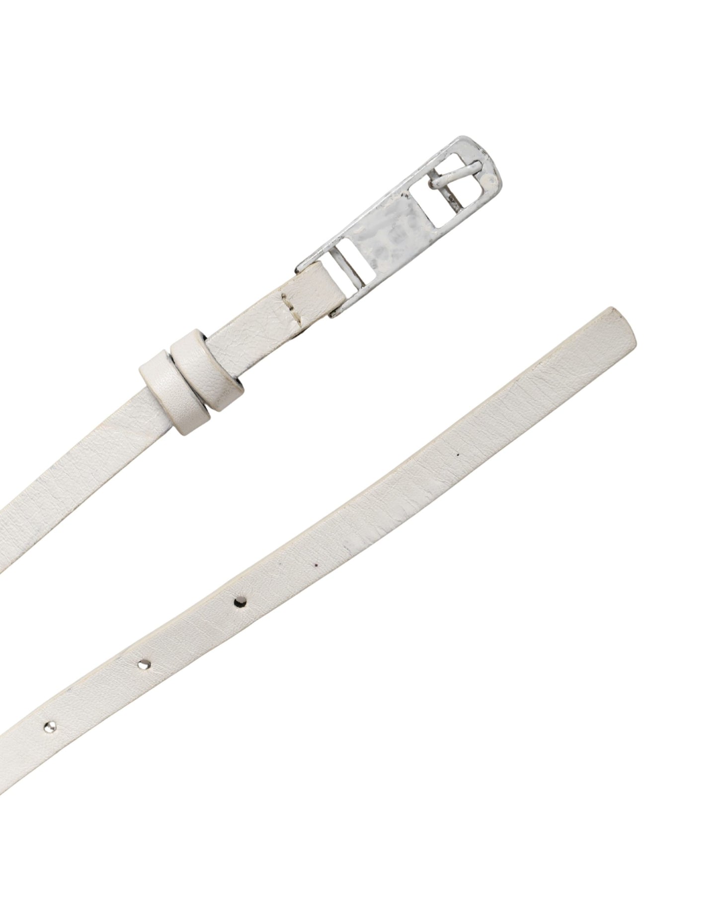 Cintura Costume National in pelle bianca con borchie