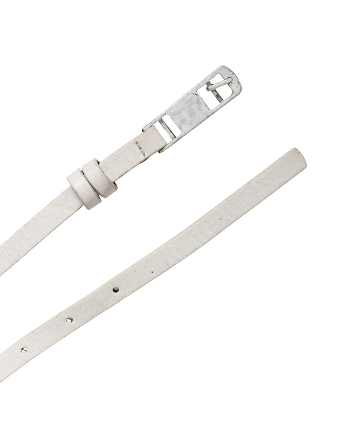 Cintura Costume National in pelle bianca con borchie