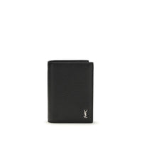 Portefeuille Bos Taurus en cuir de veau noir Saint Laurent