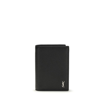 Portefeuille Bos Taurus en cuir de veau noir Saint Laurent