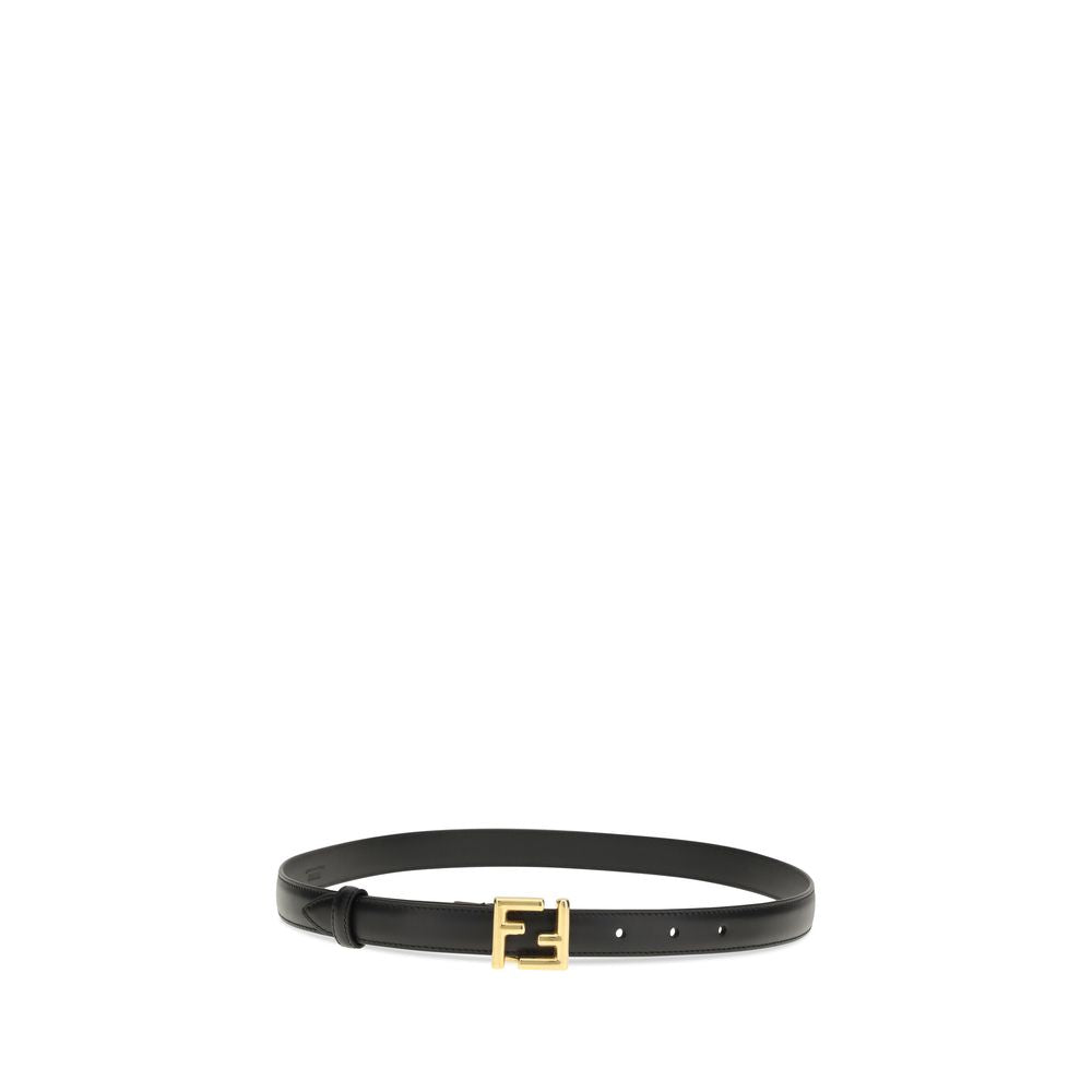 Cintura Regular Fendi in Pelle di Vitello Nera Bos Taurus