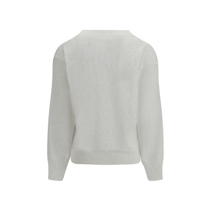 T-Shirt in Lino Bianco Brunello Cucinelli