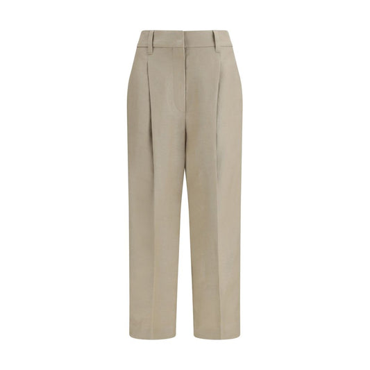 Brunello Cucinelli Pantaloni casual beige in lino