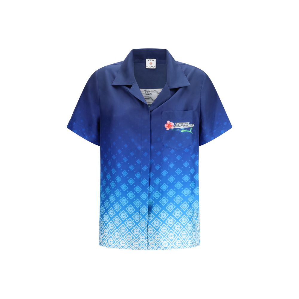 Camicia Casablanca Blue in Seta Fantasia
