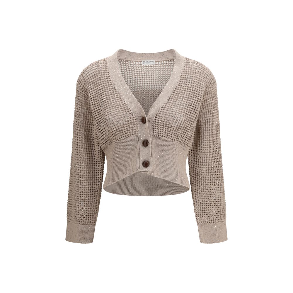 Cardigan en coton beige Brunello Cucinelli